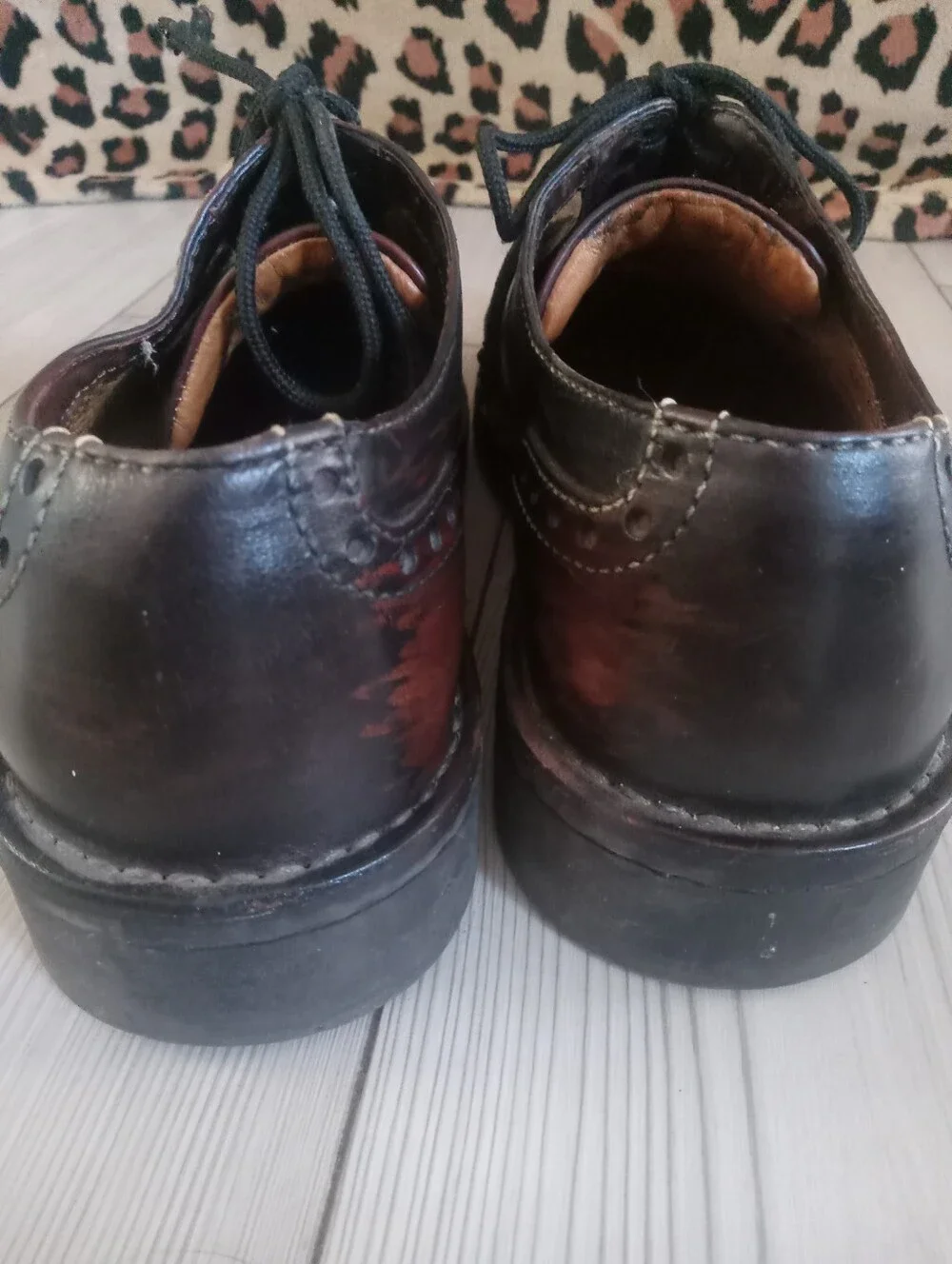 Men's Black Leather Born Oxfords Classic Wingtip Chunky Shoes
